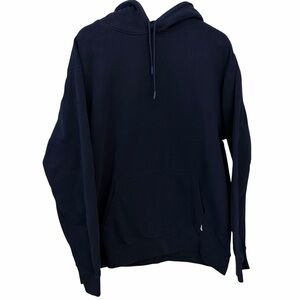 VALLIER Navy Blue Organic Cotton French Terry Hoodie Pullover size xxl